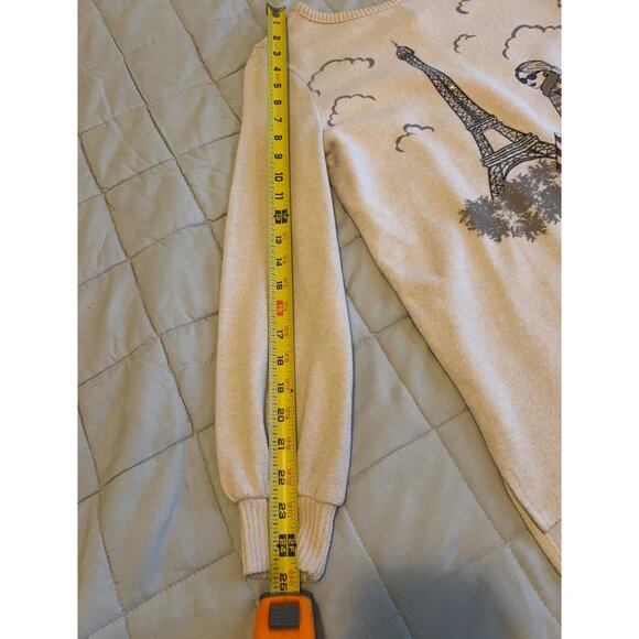 Colortree Paris Graphic Lightweight Sweater Top Women’s Small Beige Eiffel Tower - Picture 4 of 9